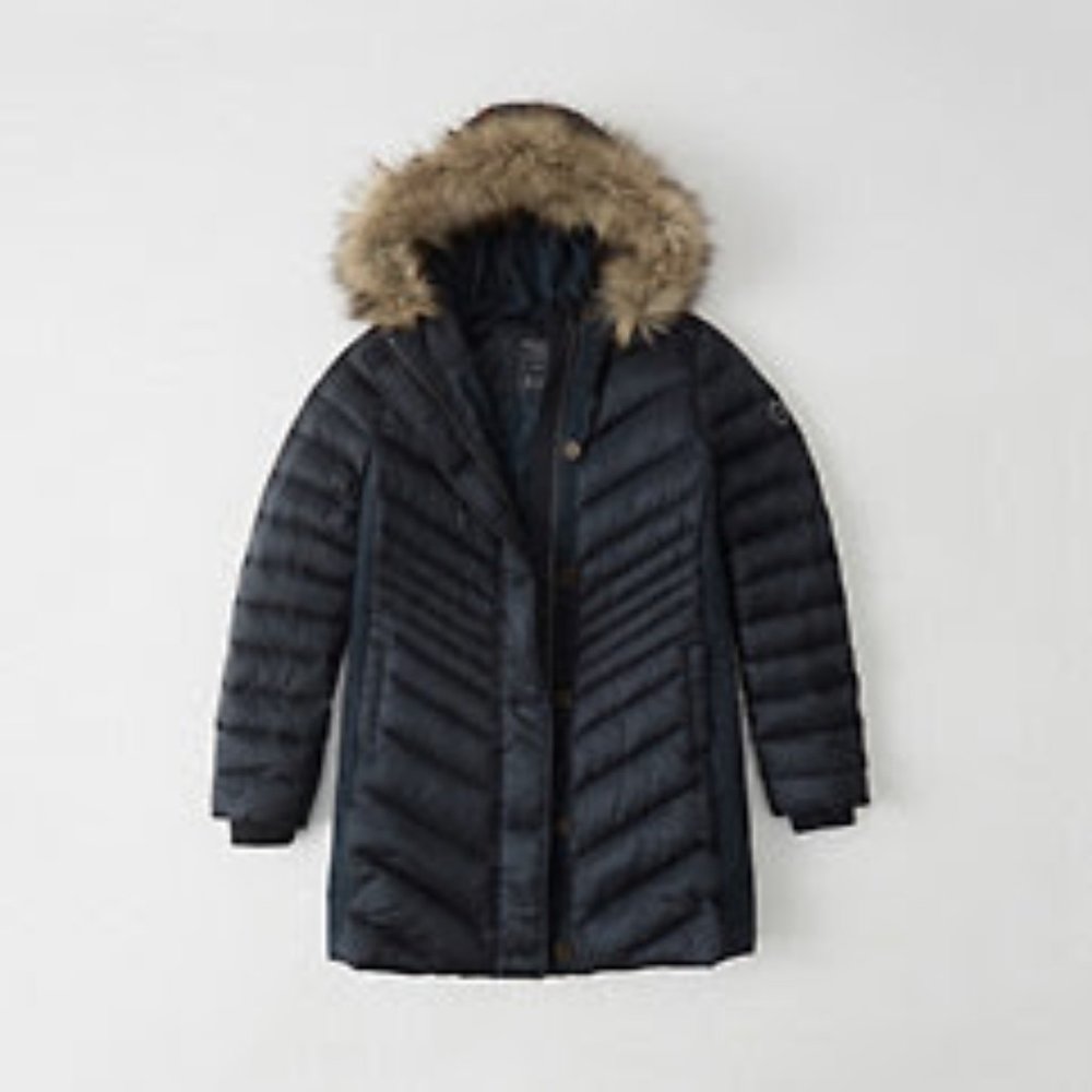 Abercrombie & Fitch Women DOWN-FILLED Parka Navy blue SIZE XS